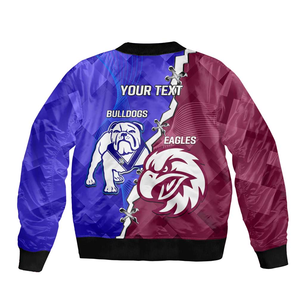 Personalised Bulldogs And Eagles Rugby Sleeve Zip Bomber Jacket Dynamic Style