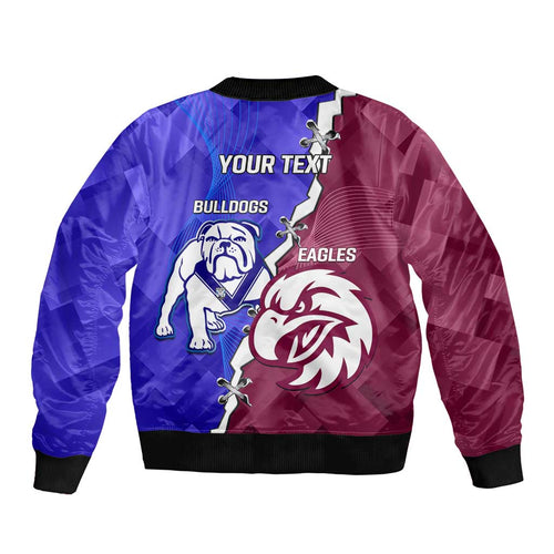 Personalised Bulldogs And Eagles Rugby Sleeve Zip Bomber Jacket Dynamic Style