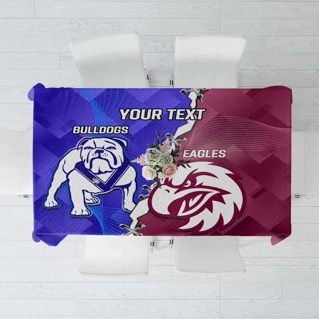 Personalised Bulldogs And Eagles Rugby Tablecloth Dynamic Style