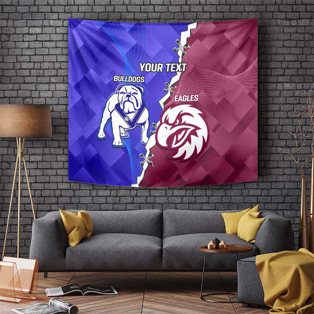 Personalised Bulldogs And Eagles Rugby Tapestry Dynamic Style