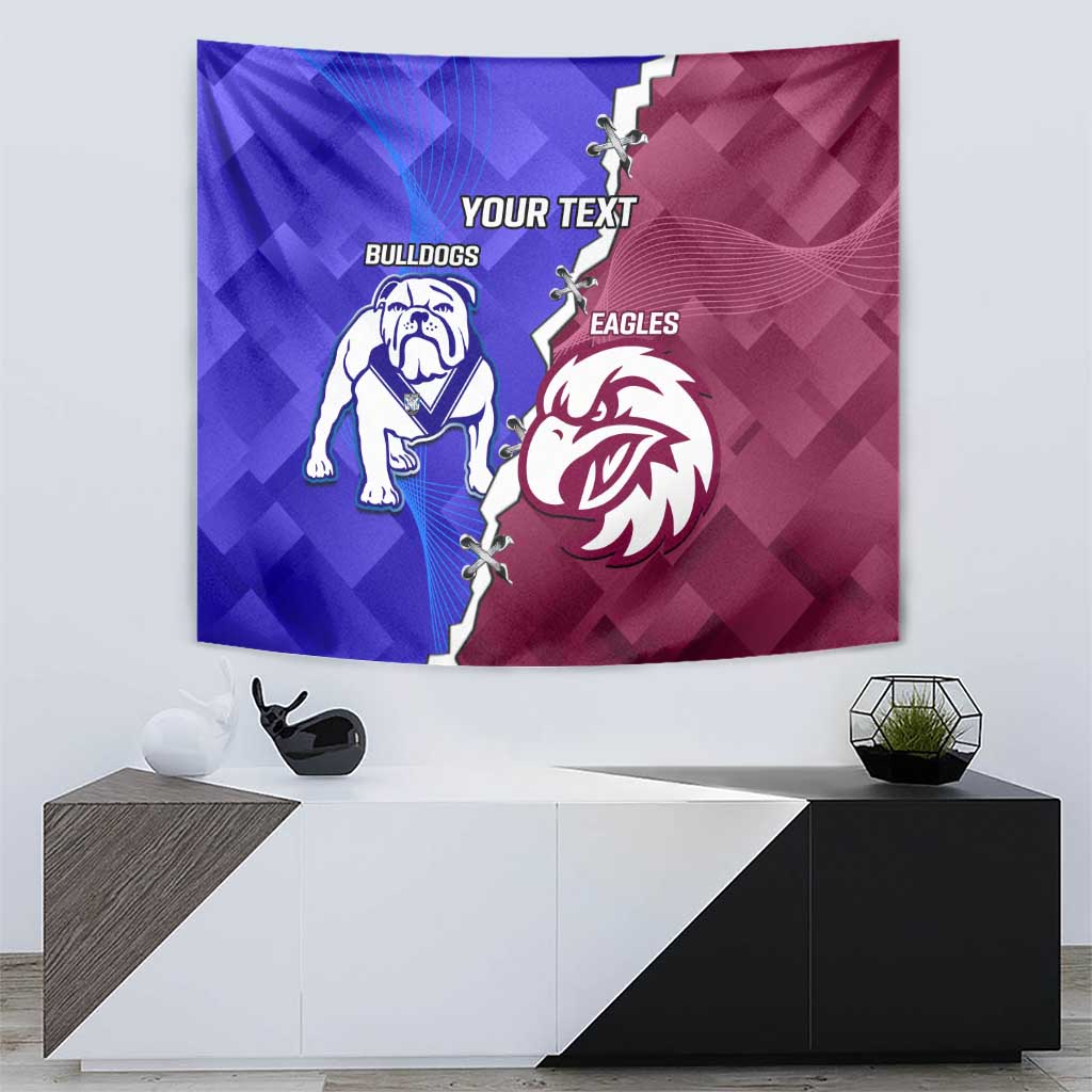 Personalised Bulldogs And Eagles Rugby Tapestry Dynamic Style