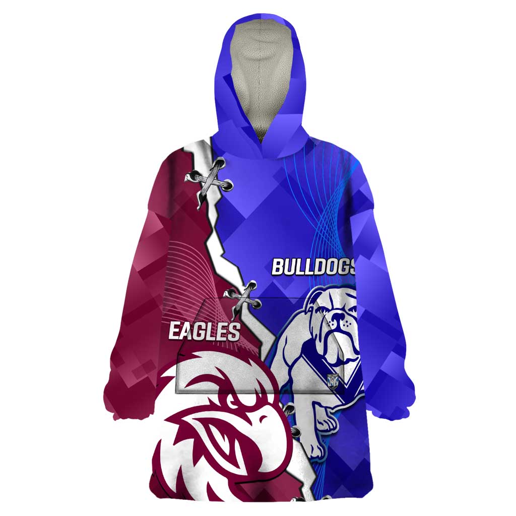 Personalised Bulldogs And Eagles Rugby Wearable Blanket Hoodie Dynamic Style