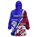 Personalised Bulldogs And Eagles Rugby Wearable Blanket Hoodie Dynamic Style
