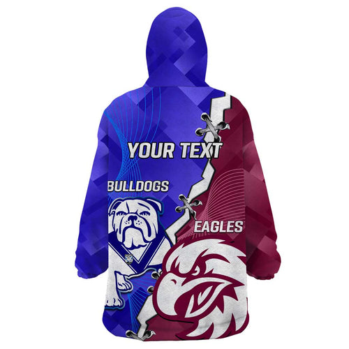 Personalised Bulldogs And Eagles Rugby Wearable Blanket Hoodie Dynamic Style