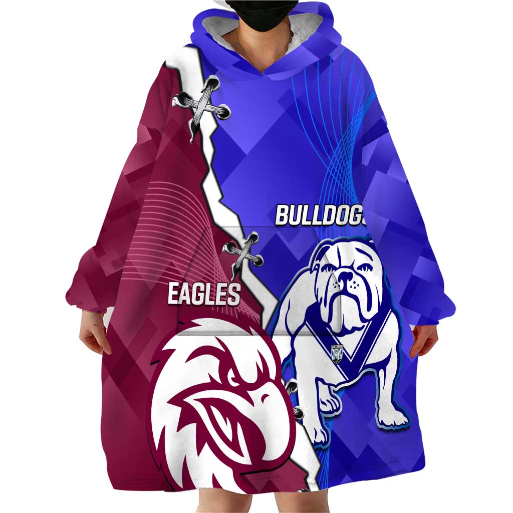 Personalised Bulldogs And Eagles Rugby Wearable Blanket Hoodie Dynamic Style