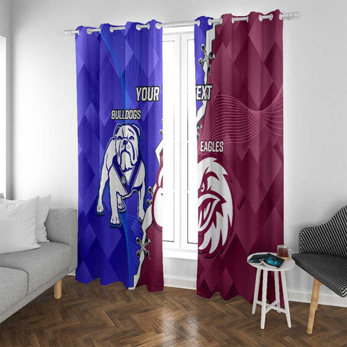 Personalised Bulldogs And Eagles Rugby Window Curtain Dynamic Style