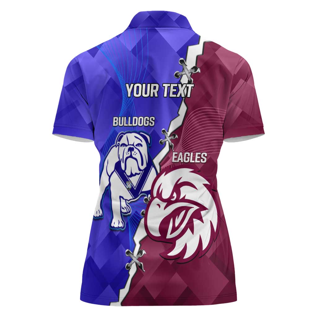 Personalised Bulldogs And Eagles Rugby Women Polo Shirt Dynamic Style