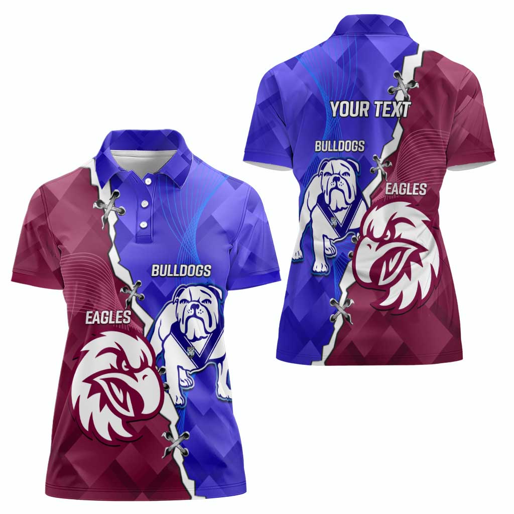 Personalised Bulldogs And Eagles Rugby Women Polo Shirt Dynamic Style