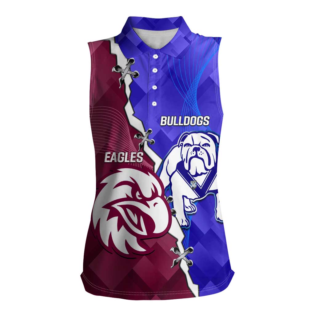 Personalised Bulldogs And Eagles Rugby Women Sleeveless Polo Shirt Dynamic Style