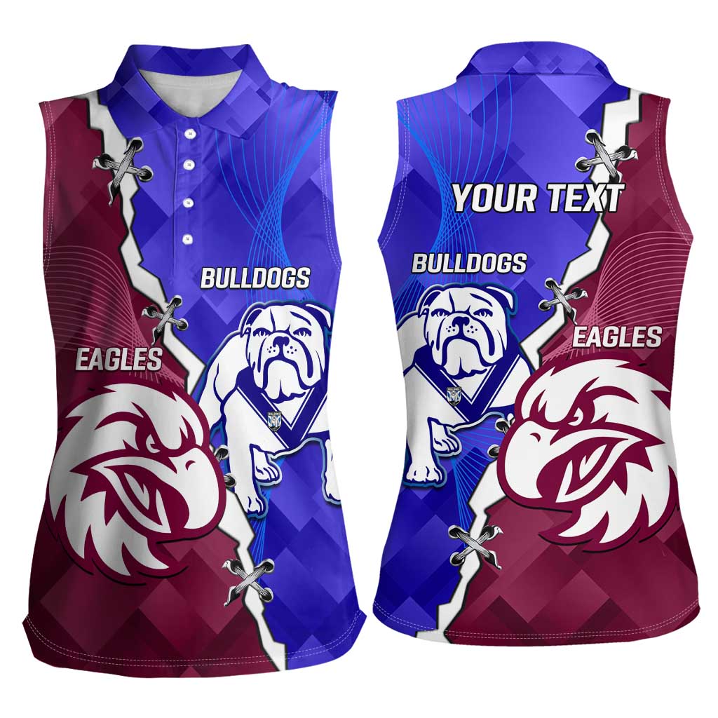 Personalised Bulldogs And Eagles Rugby Women Sleeveless Polo Shirt Dynamic Style