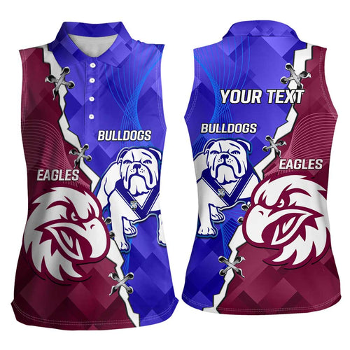 Personalised Bulldogs And Eagles Rugby Women Sleeveless Polo Shirt Dynamic Style
