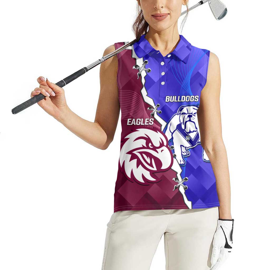Personalised Bulldogs And Eagles Rugby Women Sleeveless Polo Shirt Dynamic Style