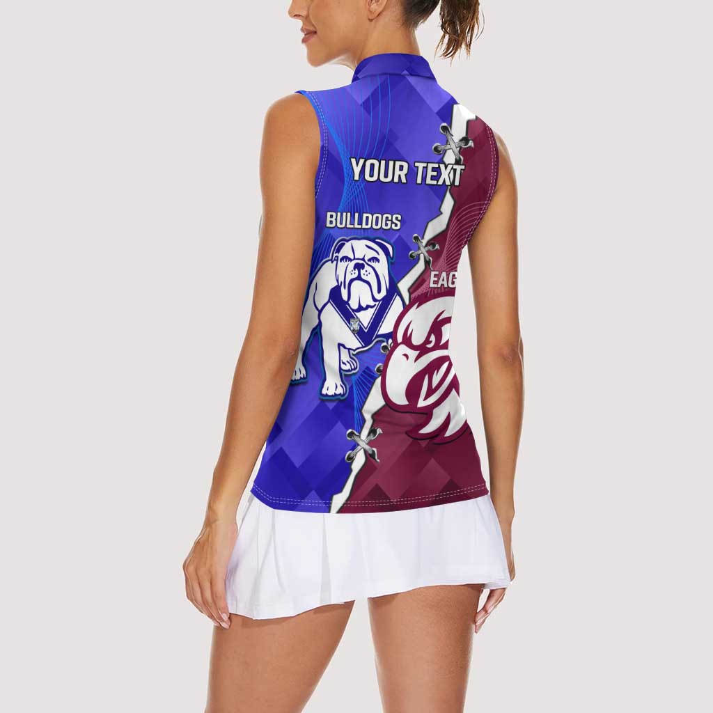 Personalised Bulldogs And Eagles Rugby Women Sleeveless Polo Shirt Dynamic Style