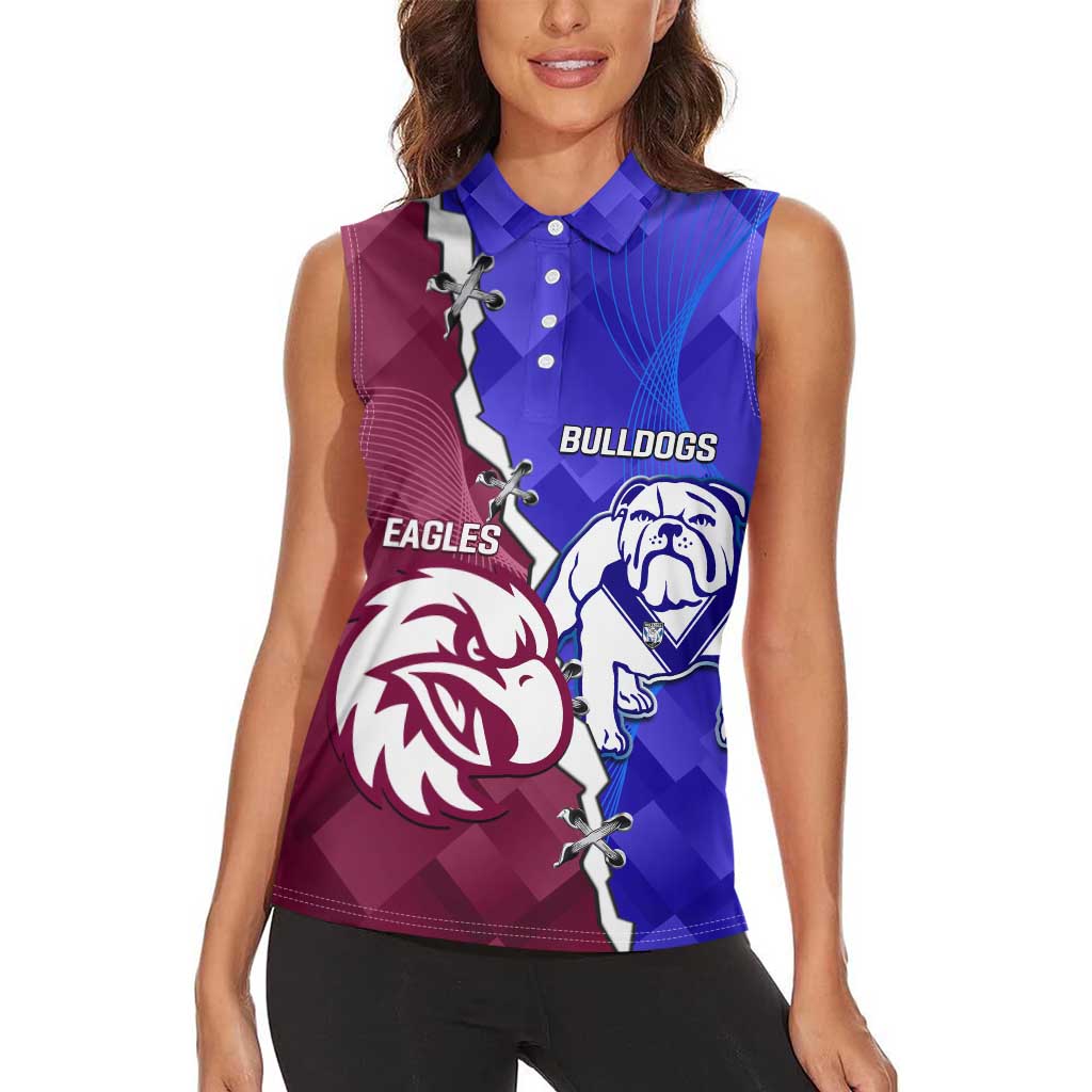 Personalised Bulldogs And Eagles Rugby Women Sleeveless Polo Shirt Dynamic Style