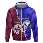 Personalised Bulldogs And Eagles Rugby Zip Hoodie Dynamic Style