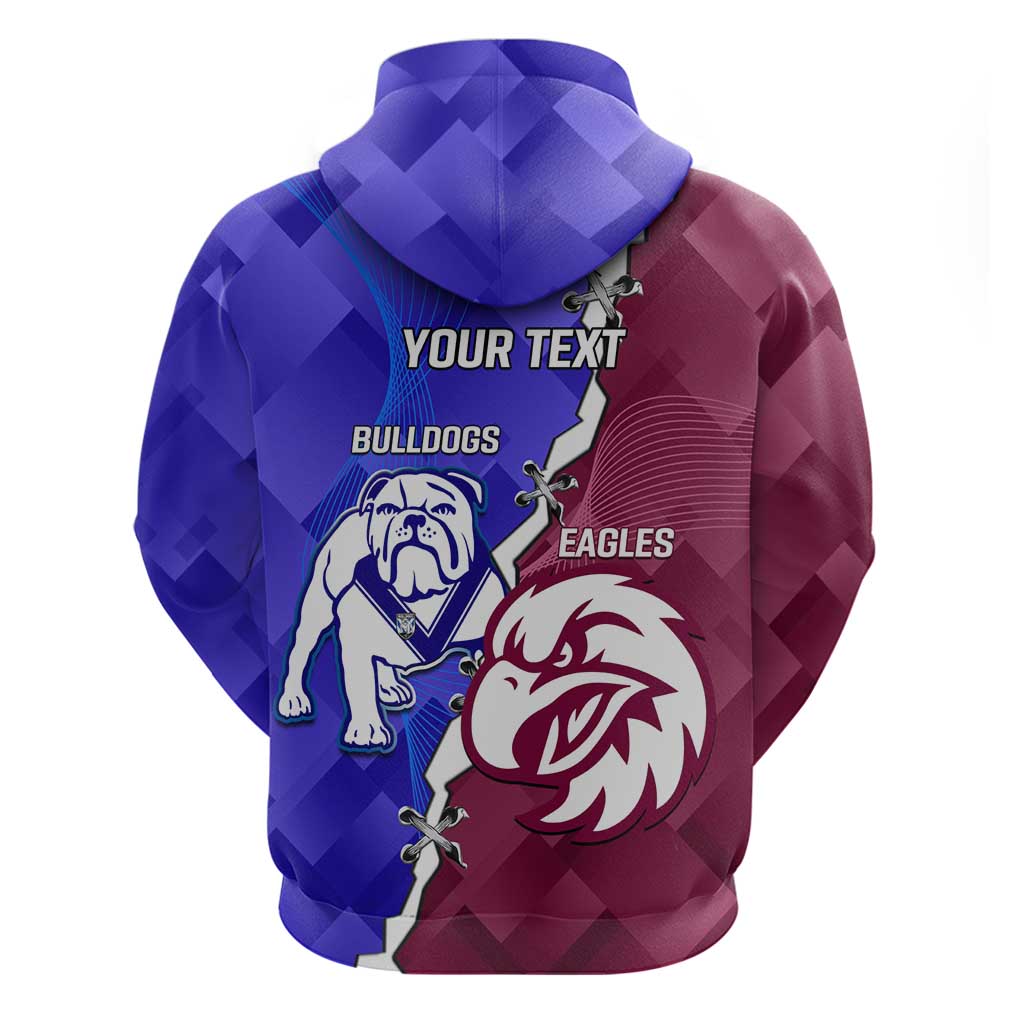 Personalised Bulldogs And Eagles Rugby Zip Hoodie Dynamic Style