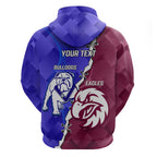 Personalised Bulldogs And Eagles Rugby Zip Hoodie Dynamic Style