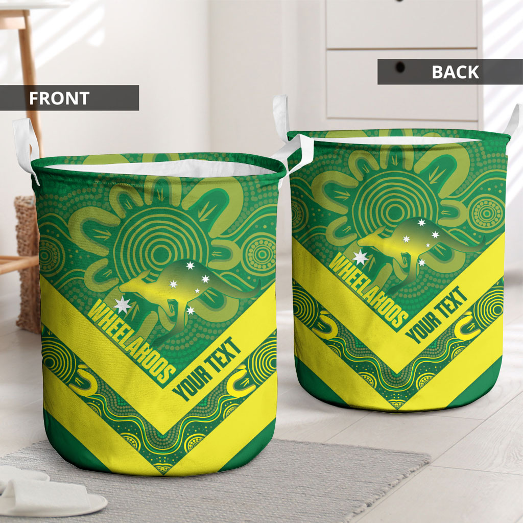 Australia Wheelaroos Rugby Custom Laundry Basket Go Aussie Kangaroo Indigenous Art