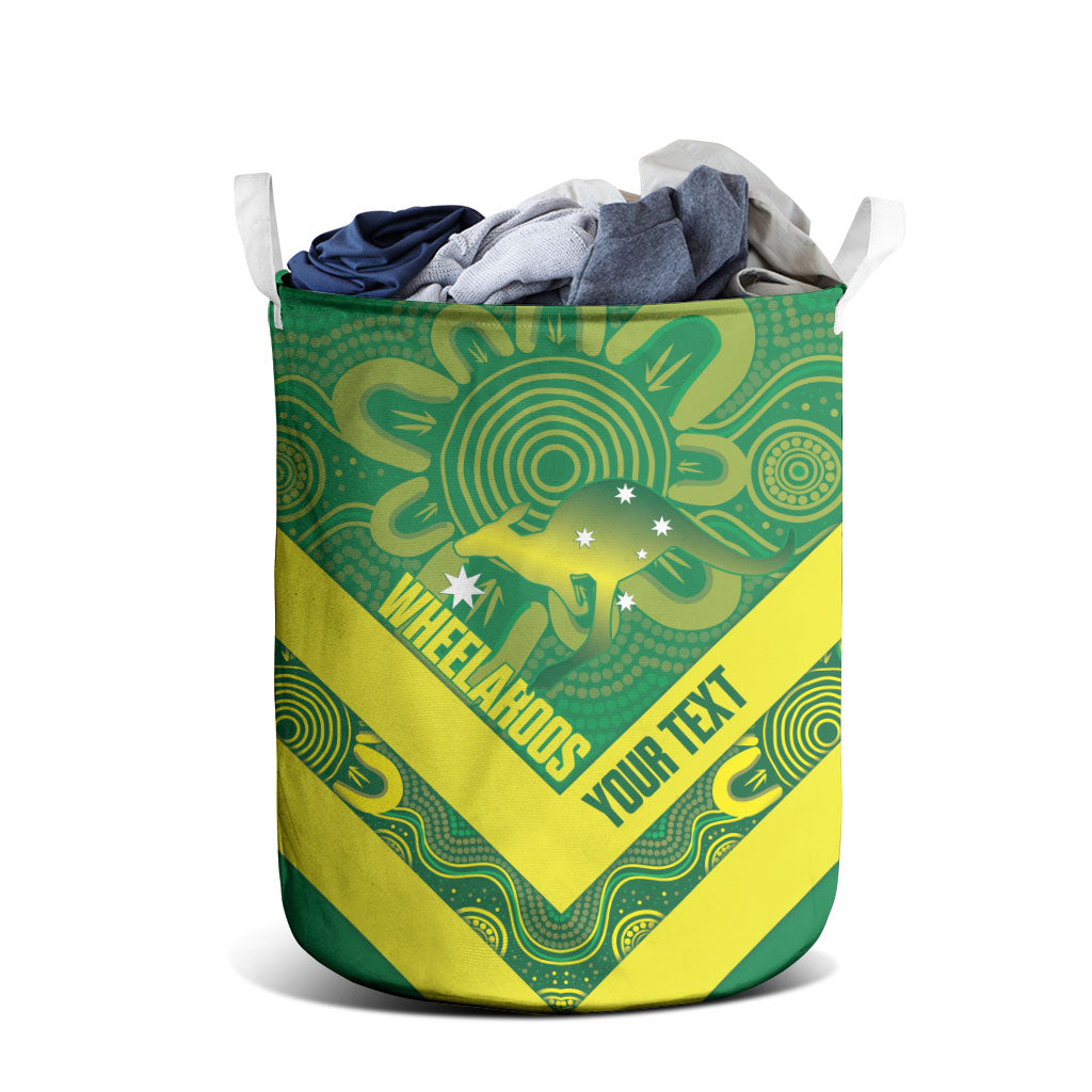 Australia Wheelaroos Rugby Custom Laundry Basket Go Aussie Kangaroo Indigenous Art