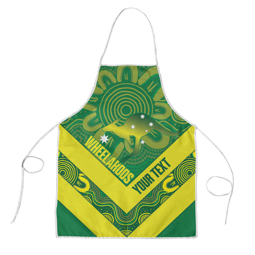 Australia Wheelaroos Rugby Custom Apron Go Aussie Kangaroo Indigenous Art