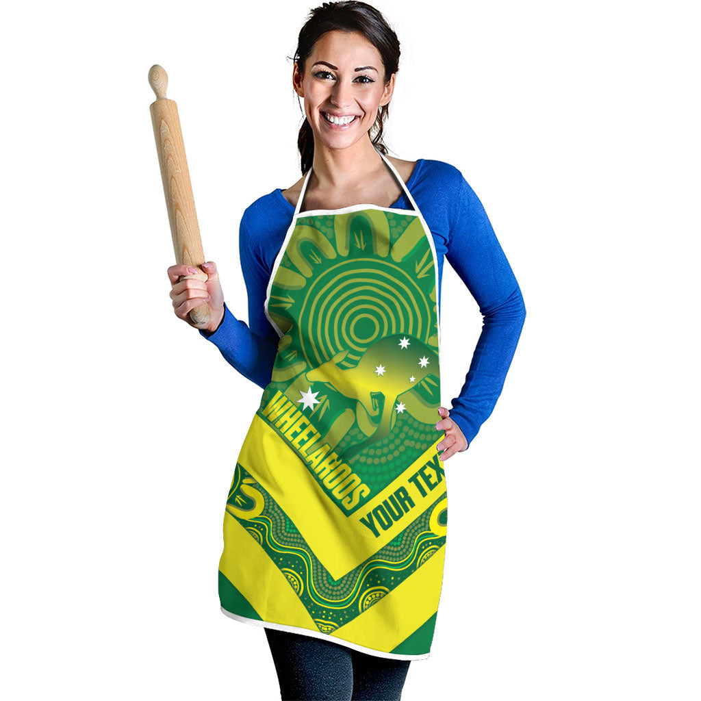 Australia Wheelaroos Rugby Custom Apron Go Aussie Kangaroo Indigenous Art