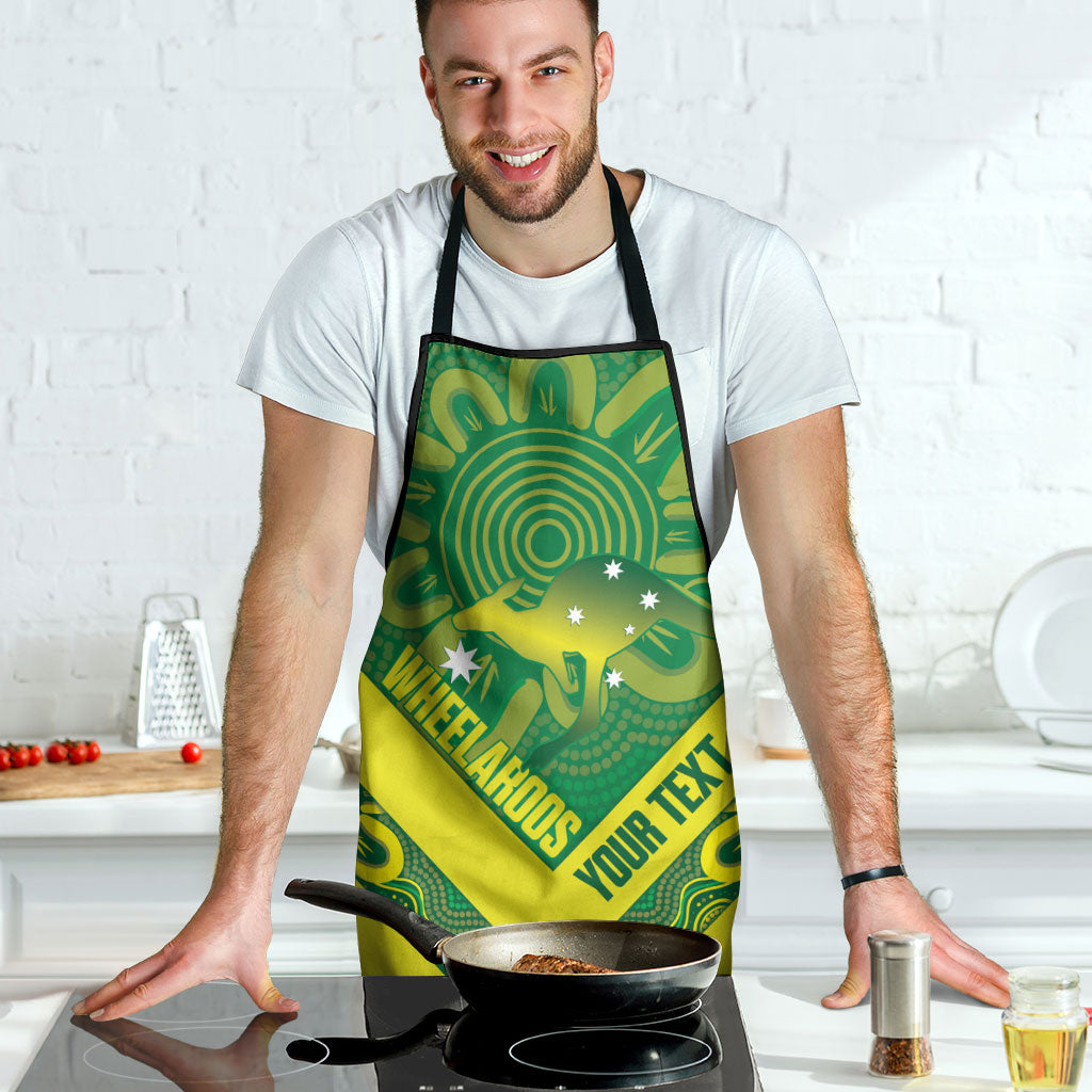 Australia Wheelaroos Rugby Custom Apron Go Aussie Kangaroo Indigenous Art
