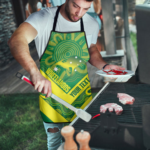 Australia Wheelaroos Rugby Custom Apron Go Aussie Kangaroo Indigenous Art