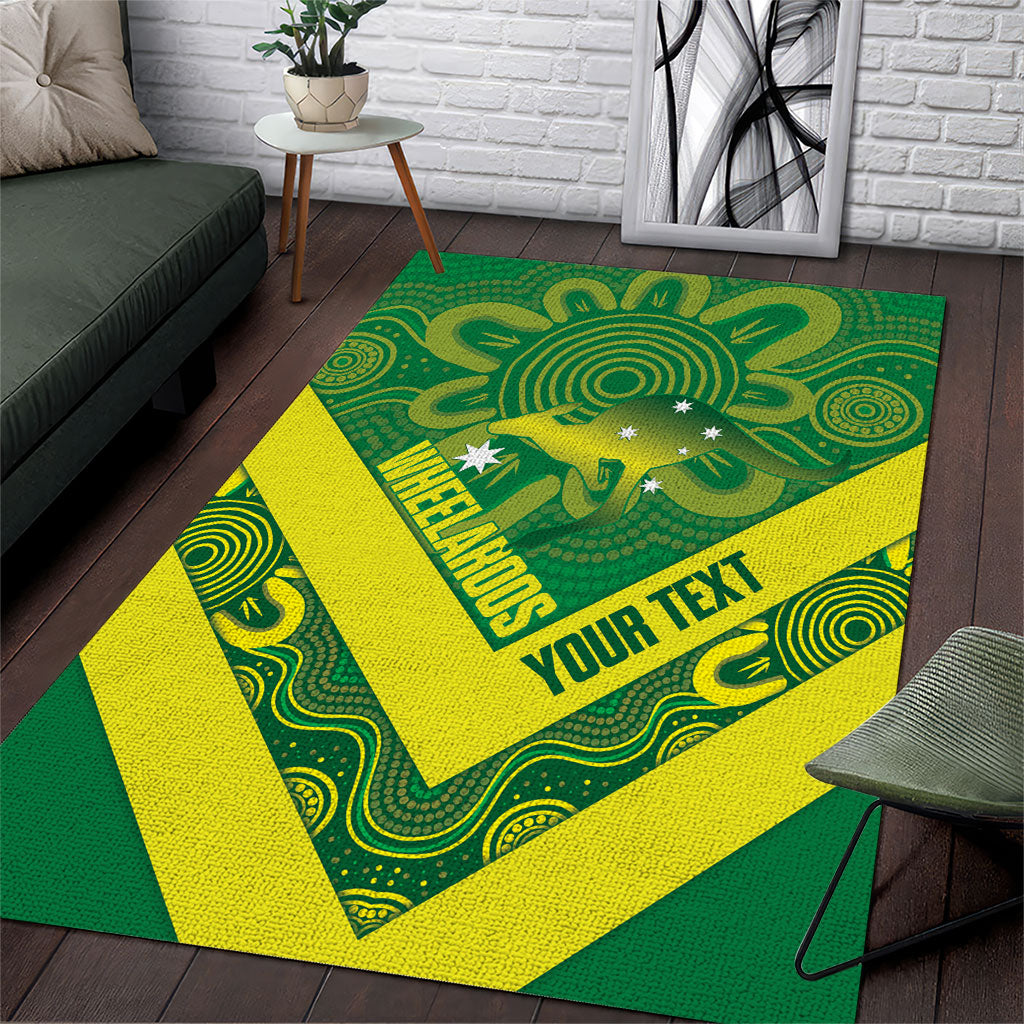 Australia Wheelaroos Rugby Custom Area Rug Go Aussie Kangaroo Indigenous Art