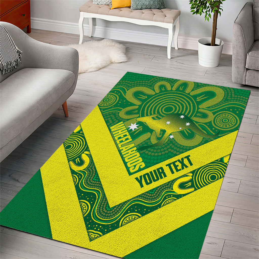 Australia Wheelaroos Rugby Custom Area Rug Go Aussie Kangaroo Indigenous Art