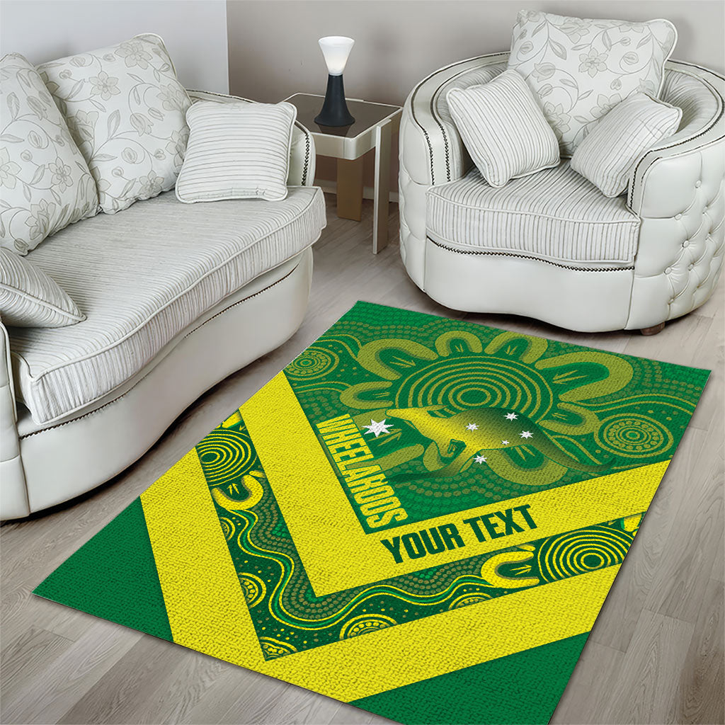 Australia Wheelaroos Rugby Custom Area Rug Go Aussie Kangaroo Indigenous Art