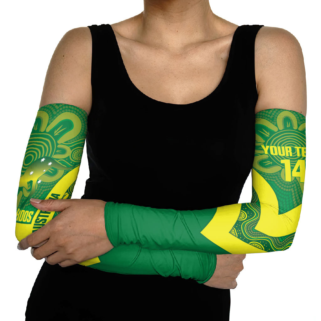 Australia Wheelaroos Rugby Custom Arm Sleeves Go Aussie Kangaroo Indigenous Art
