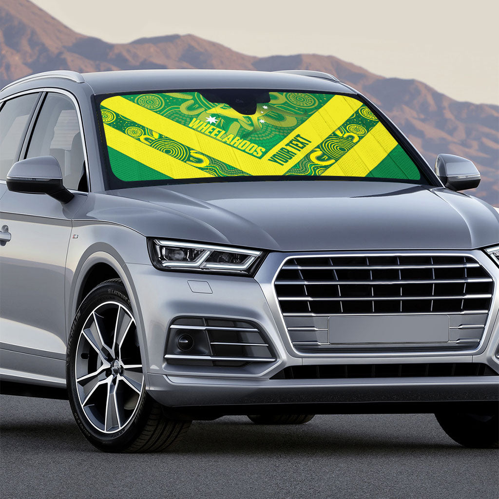 Australia Wheelaroos Rugby Custom Auto Sun Shade Go Aussie Kangaroo Indigenous Art
