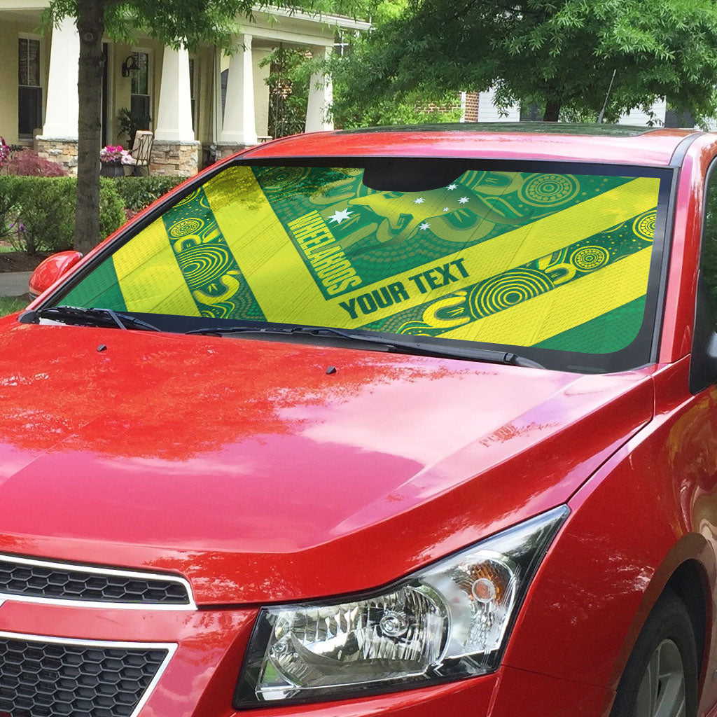 Australia Wheelaroos Rugby Custom Auto Sun Shade Go Aussie Kangaroo Indigenous Art