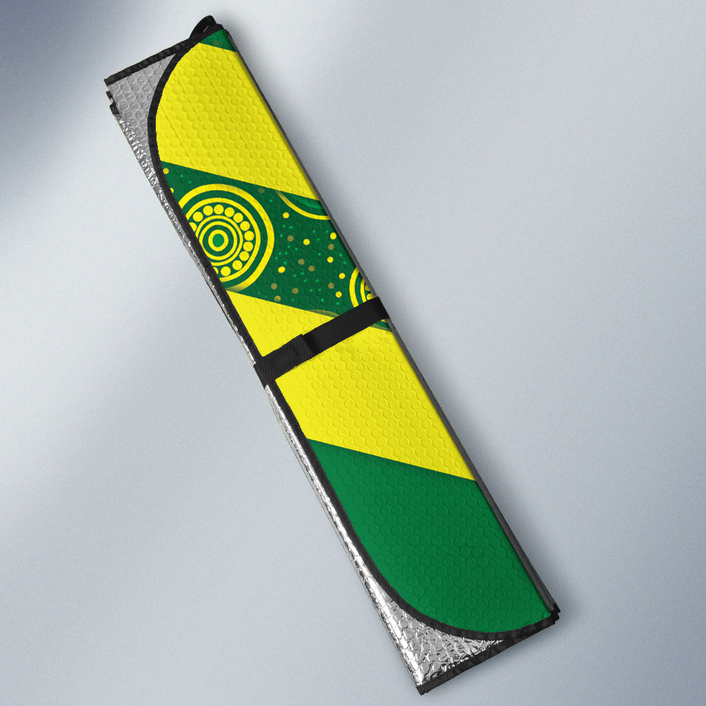 Australia Wheelaroos Rugby Custom Auto Sun Shade Go Aussie Kangaroo Indigenous Art