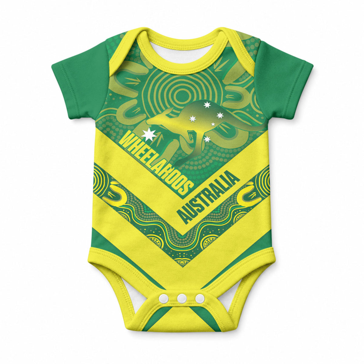 Australia Wheelaroos Rugby Custom Baby Onesie Go Aussie Kangaroo Indigenous Art