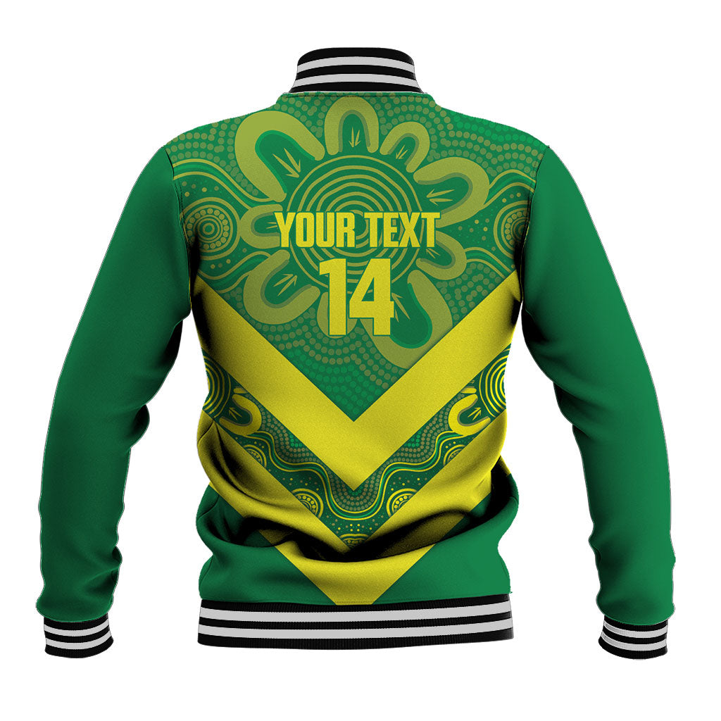 Australia Wheelaroos Rugby Custom Baseball Jacket Go Aussie Kangaroo Indigenous Art