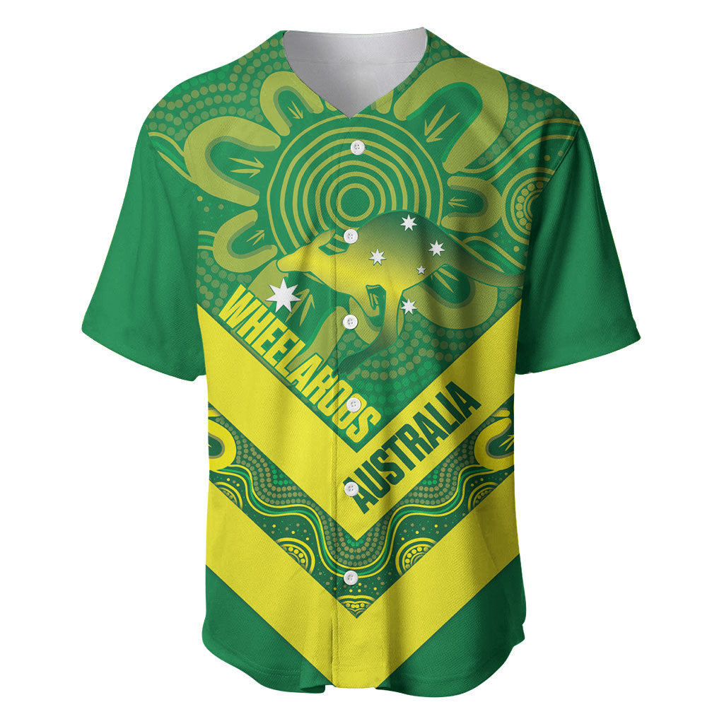 Australia Wheelaroos Rugby Custom Baseball Jersey Go Aussie Kangaroo Indigenous Art