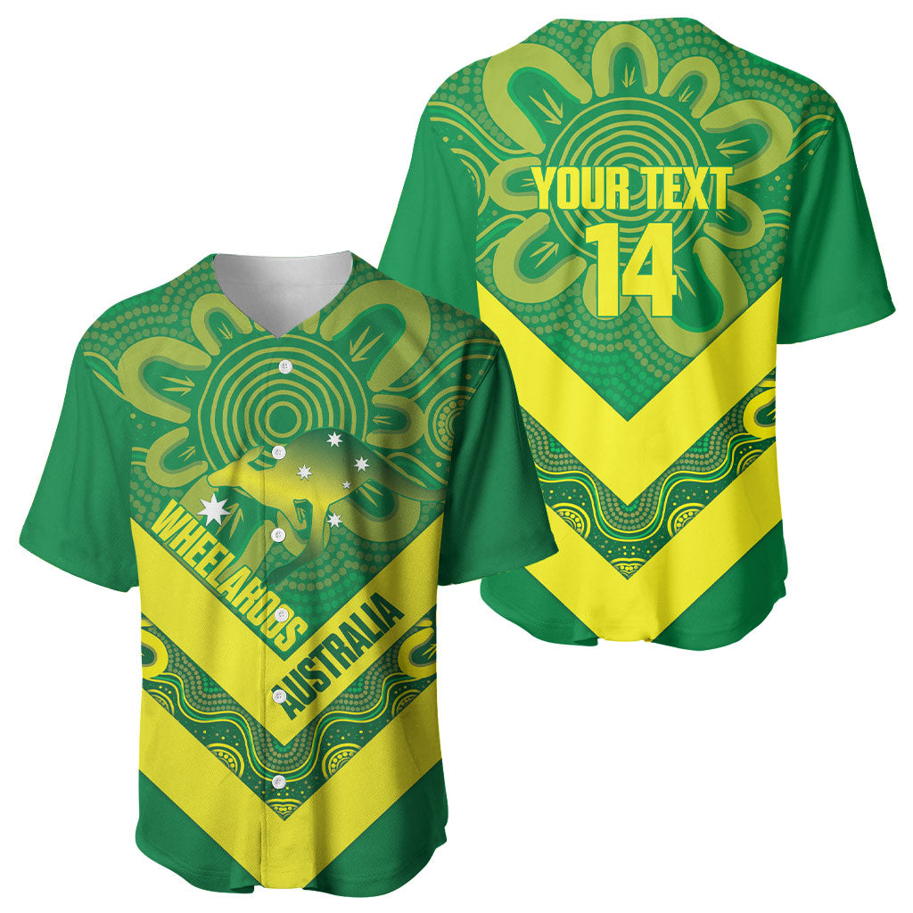 Australia Wheelaroos Rugby Custom Baseball Jersey Go Aussie Kangaroo Indigenous Art