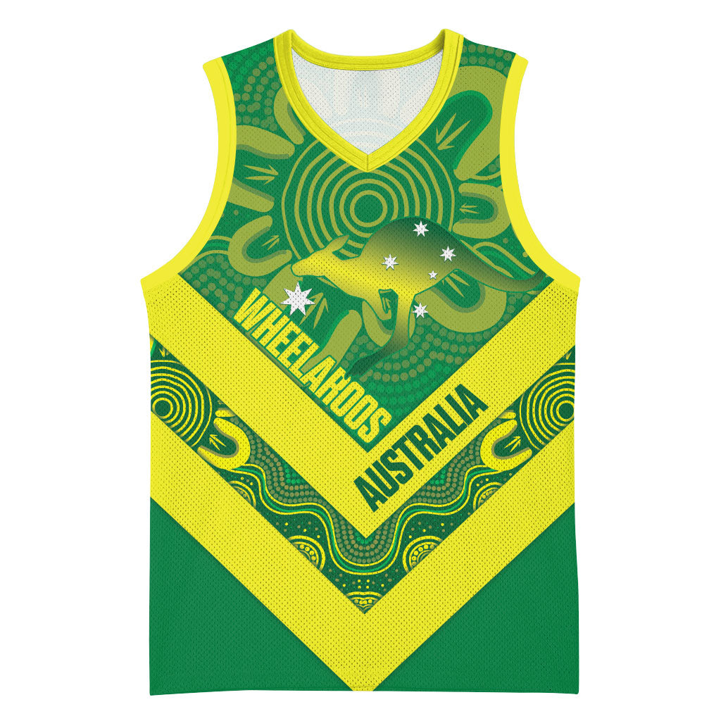 Australia Wheelaroos Rugby Custom Basketball Jersey Go Aussie Kangaroo Indigenous Art