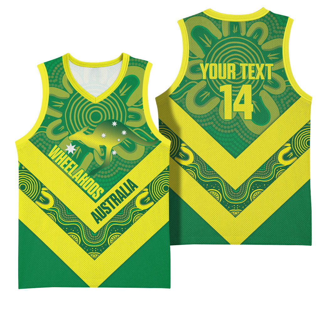 Australia Wheelaroos Rugby Custom Basketball Jersey Go Aussie Kangaroo Indigenous Art