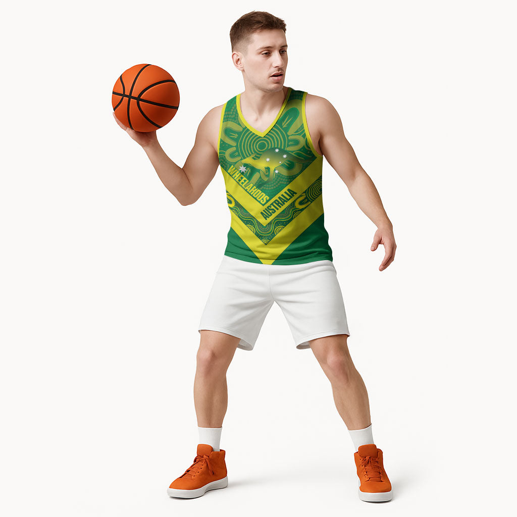 Australia Wheelaroos Rugby Custom Basketball Jersey Go Aussie Kangaroo Indigenous Art