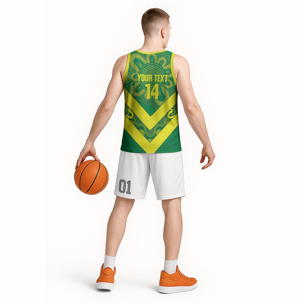 Australia Wheelaroos Rugby Custom Basketball Jersey Go Aussie Kangaroo Indigenous Art