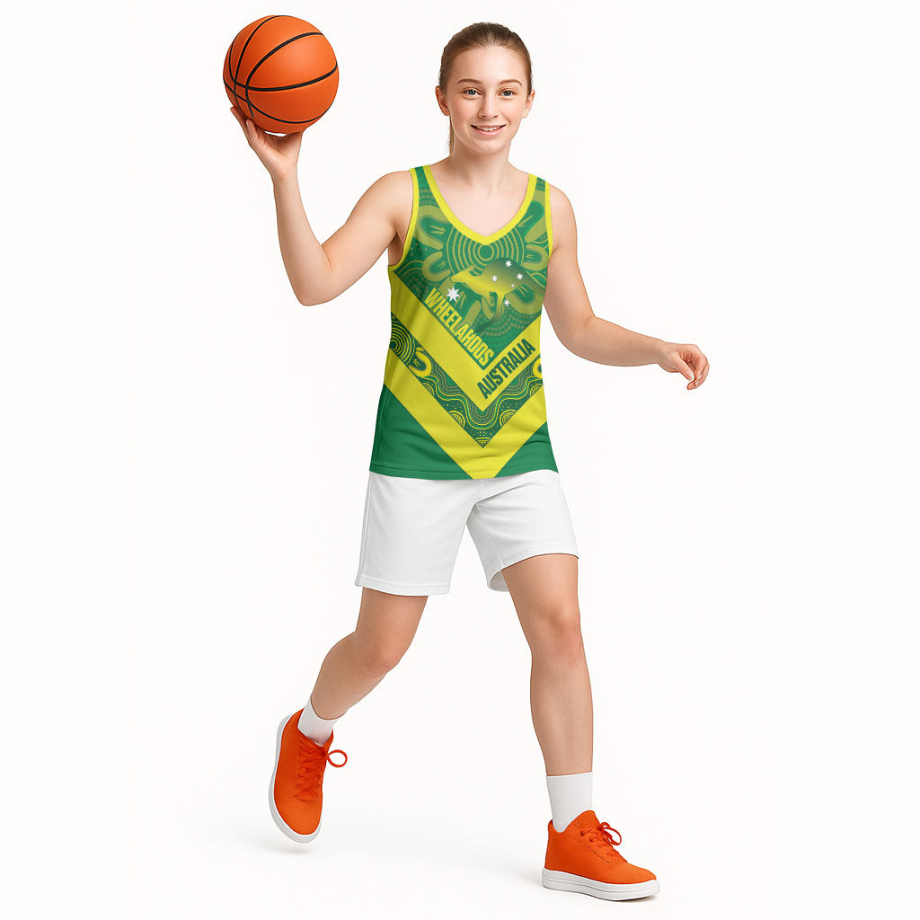 Australia Wheelaroos Rugby Custom Basketball Jersey Go Aussie Kangaroo Indigenous Art