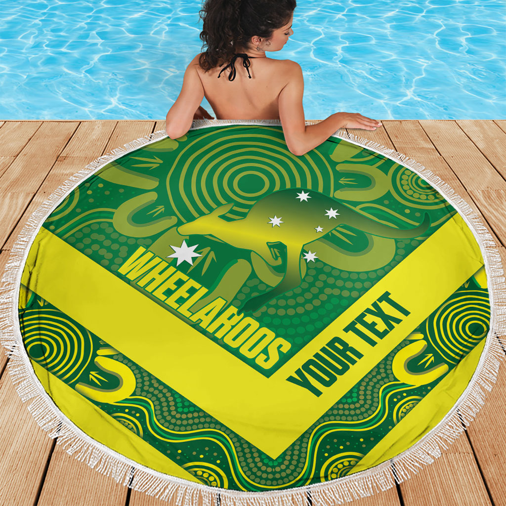 Australia Wheelaroos Rugby Custom Beach Blanket Go Aussie Kangaroo Indigenous Art