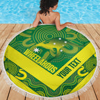 Australia Wheelaroos Rugby Custom Beach Blanket Go Aussie Kangaroo Indigenous Art
