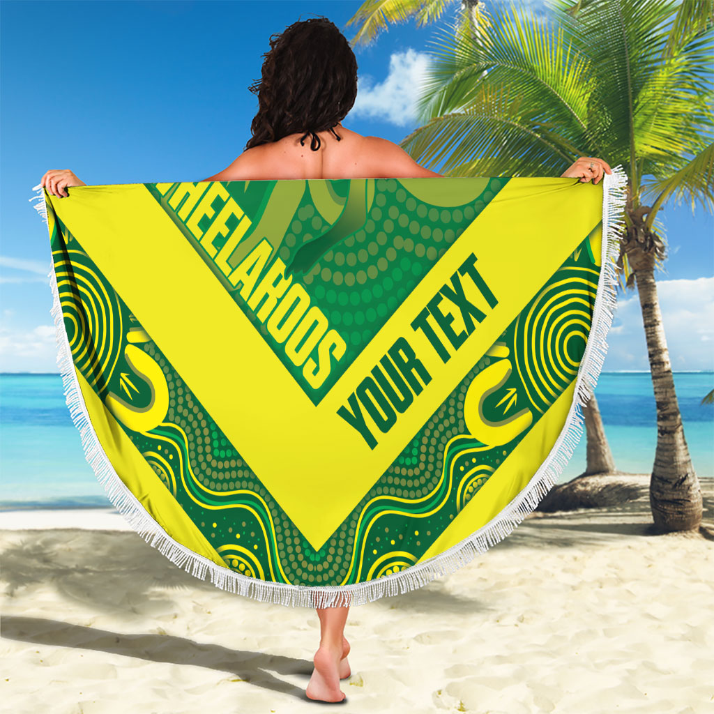 Australia Wheelaroos Rugby Custom Beach Blanket Go Aussie Kangaroo Indigenous Art