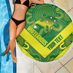 Australia Wheelaroos Rugby Custom Beach Blanket Go Aussie Kangaroo Indigenous Art