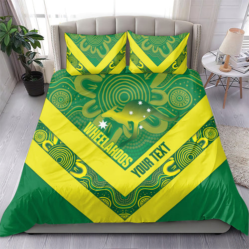 Australia Wheelaroos Rugby Custom Bedding Set Go Aussie Kangaroo Indigenous Art