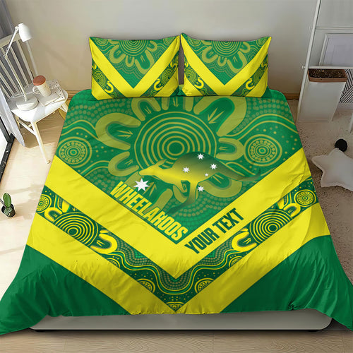 Australia Wheelaroos Rugby Custom Bedding Set Go Aussie Kangaroo Indigenous Art