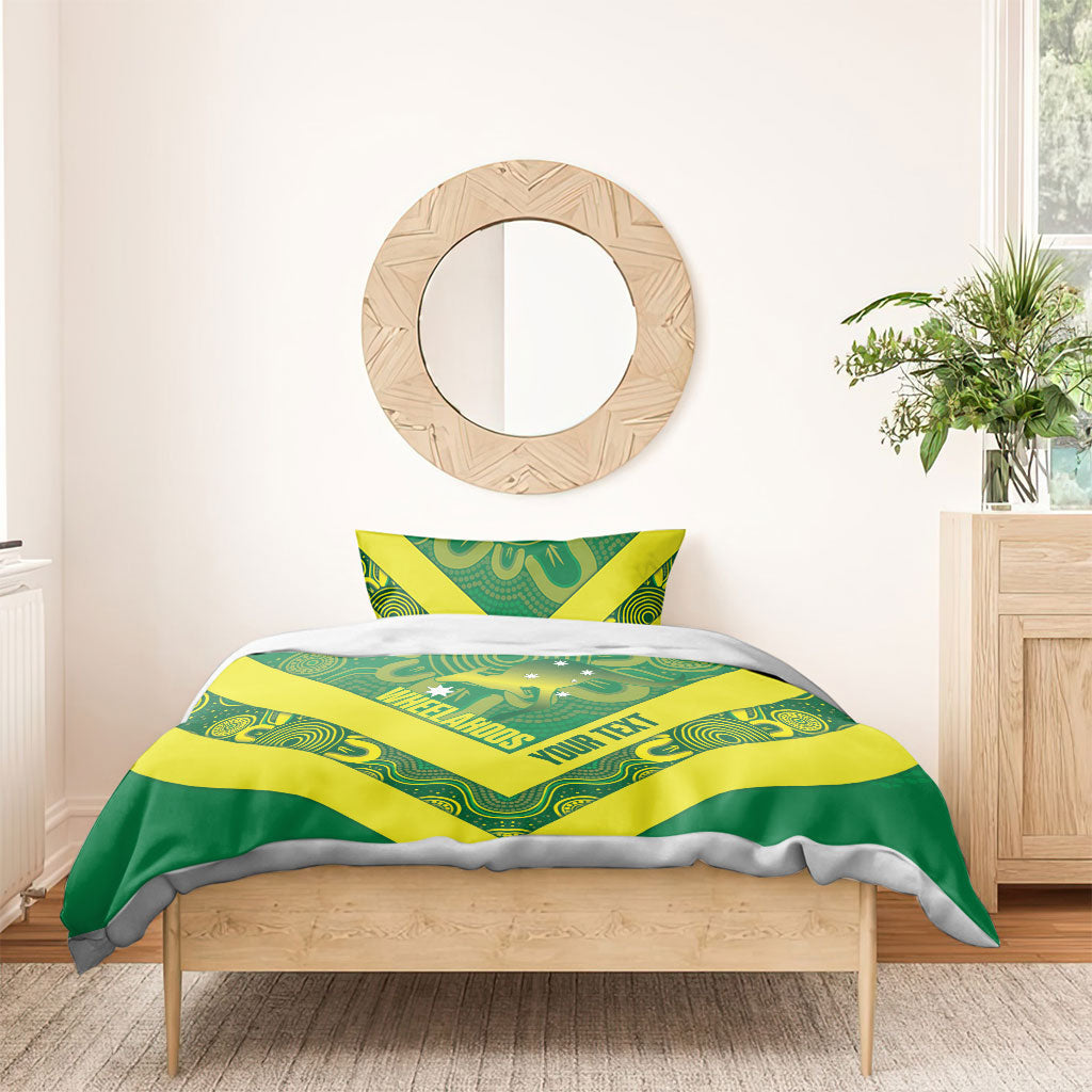 Australia Wheelaroos Rugby Custom Bedding Set Go Aussie Kangaroo Indigenous Art